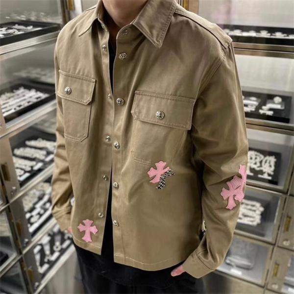 CHROME HEARTS ワークシャツ メンズ 長袖 ジャケット 厚手 クロムハーツ コピー ミリタリーテイスト 秋冬コーデ