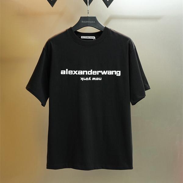 Tシャツ シンプルロゴ クルーネック アレキサンダーワン コピー ゆったりシルエット カジュアル Alexander wang