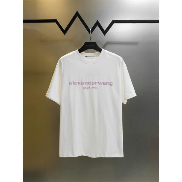 Tシャツ シンプルロゴ クルーネック アレキサンダーワン コピー ゆったりシルエット カジュアル Alexander wang