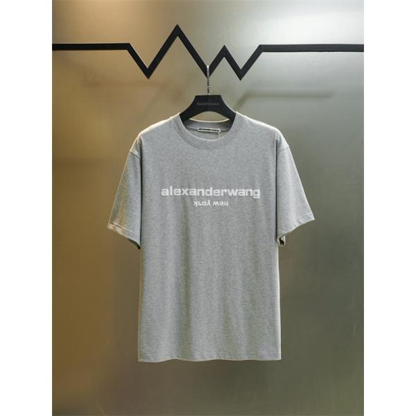 Tシャツ シンプルロゴ クルーネック アレキサンダーワン コピー ゆったりシルエット カジュアル Alexander wang