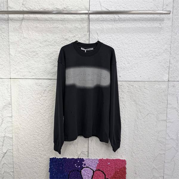 アレキサンダーワン コピー 長袖Tシャツ グラデーションロゴ Alexander wang モード系 ワイドフィット 春秋