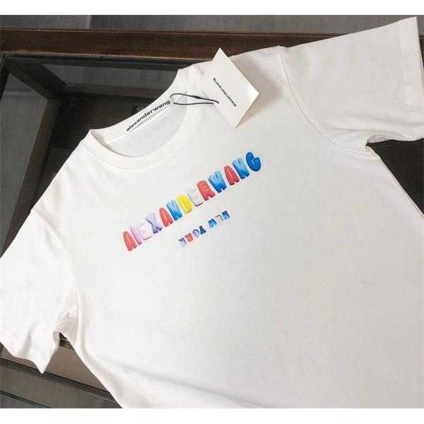 アレキサンダーワン コピー 半袖Tシャツ カラーロゴデザイン シンプル清潔感 夏カジュアル Alexander wang