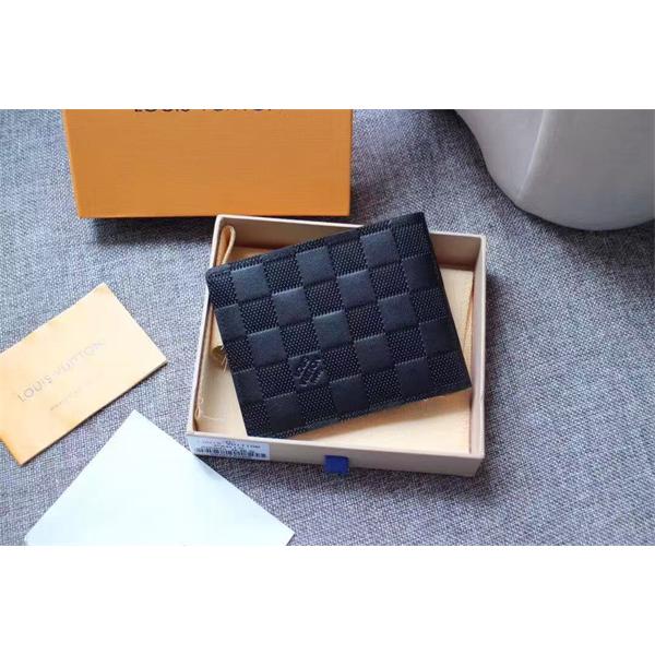 Louis Vuitton コピー ルイヴィトン 二つ折り財布 ダミエレザー ブラック コンパクトウォレット カード収納 メンズ財布 高級感 ミニ財布 薄型デザイン