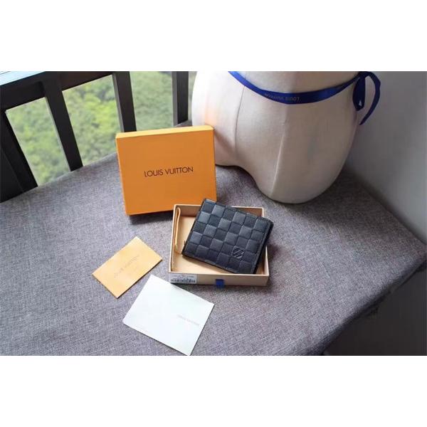 Louis Vuitton コピー ルイヴィトン 二つ折り財布 ダミエレザー ブラック コンパクトウォレット カード収納 メンズ財布 高級感 ミニ財布 薄型デザイン