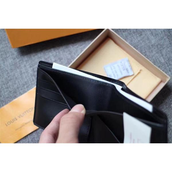 Louis Vuitton コピー ルイヴィトン 二つ折り財布 ダミエレザー ブラック コンパクトウォレット カード収納 メンズ財布 高級感 ミニ財布 薄型デザイン