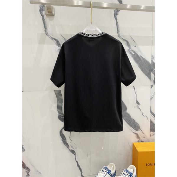 モンクレール コピー Moncler 半袖Tシャツ ブラック ホワイト ロゴネック クルーネック 刺繍ワッペン ストレッチコットン シンプル高級 ユニセックス