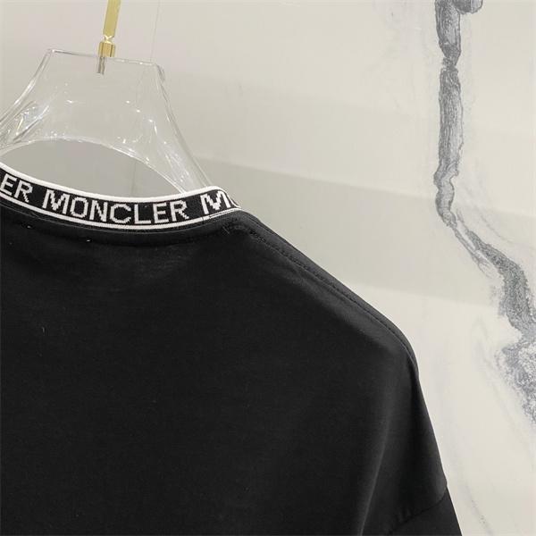 モンクレール コピー Moncler 半袖Tシャツ ブラック ホワイト ロゴネック クルーネック 刺繍ワッペン ストレッチコットン シンプル高級 ユニセックス
