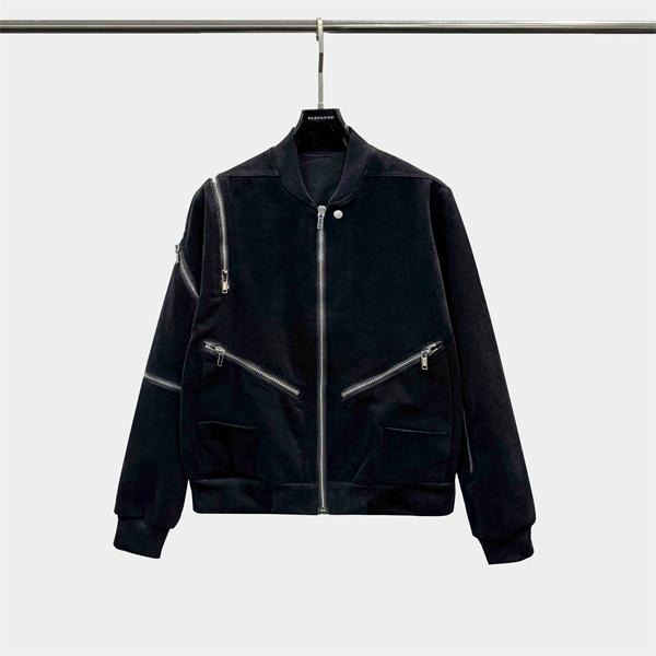 Rick Owens コピー リックオウエンス MA-1ジャケット ブラック ジップデザイン ショートブルゾン モード系 ミニマル ストリート メンズアウター