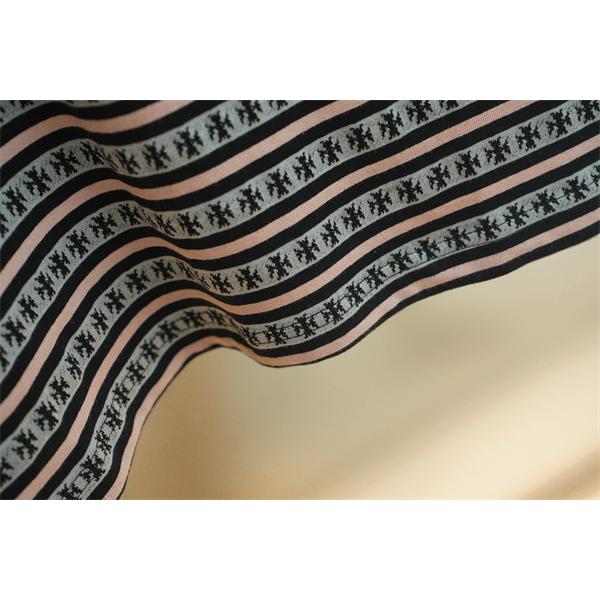 クロムハーツ コピー ボーダー 半袖Tシャツ ブラック ピンクグレー ワンポイント クルーネック Chrome Hearts