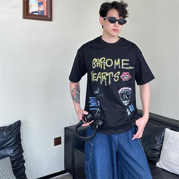  Chrome Hearts コピー 落書きプリント 半袖Tシャツ ホワイト グラクソ クルーネック クロムハーツ