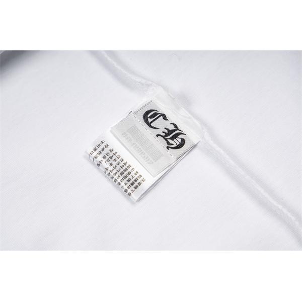 クロムハーツ コピー クルーネック 半袖Tシャツ ホワイト ブラック クロスデザイン チェック調プリント Chrome Hearts