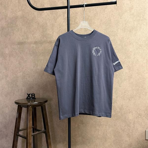 Tシャツ クロムハーツ コピー 半袖 無地 胸元刺繍 袖ロゴ ベーシック Chrome Hearts ブラック ホワイト グレン