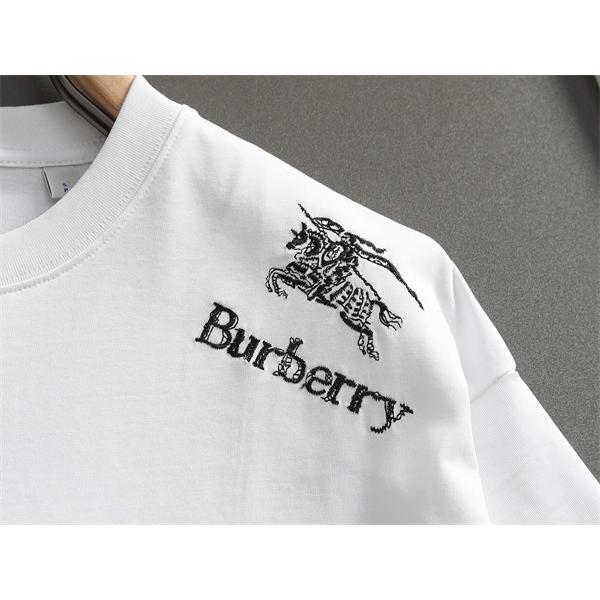  清涼感 バーバリー コピー 半袖カットソー 白 黒 ワンポイント刺繍 シンプル 夏コーデ 楽天人気  BURBERRY