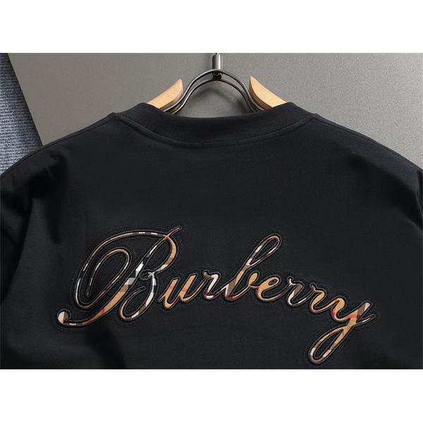 爽やか バーバリー コピー 半袖カットソー 白 黒 ロゴデザイン バックアクセント 夏映え シンプル 人気  BURBERRY