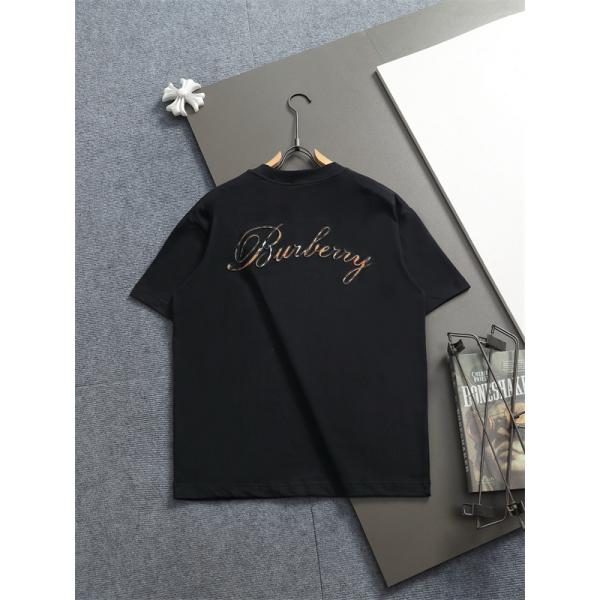 爽やか バーバリー コピー 半袖カットソー 白 黒 ロゴデザイン バックアクセント 夏映え シンプル 人気  BURBERRY