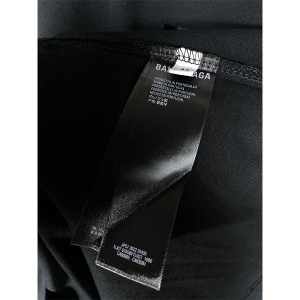 バレンシアガ コピー Balenciaga 651795 半袖Tシャツ ブラック ダメージ加工 ロゴプリント オーバーサイズ クラッシュデザイン ストリート系 メンズ