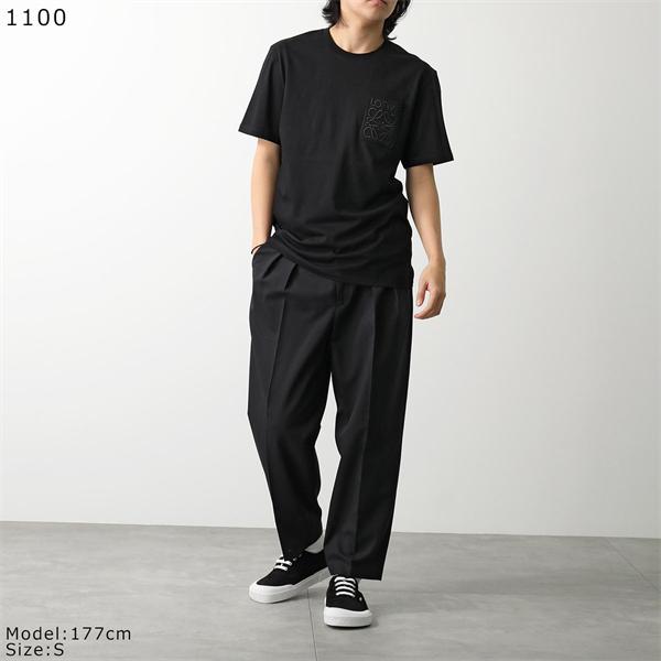 LOEWE コピー ロエベ 半袖Tシャツ H526Y22XBC ブラック エンボスロゴ ポケットデザイン クルーネック 上質コットン ミニマル高級 メンズ