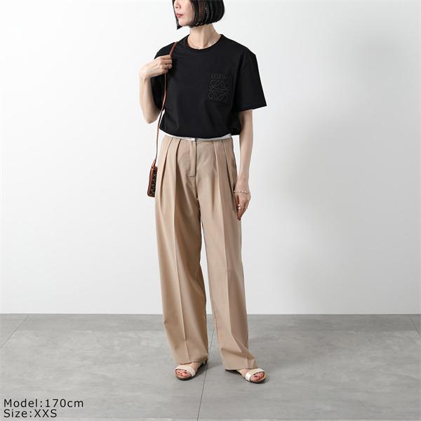 LOEWE コピー ロエベ 半袖Tシャツ H526Y22XBC ブラック エンボスロゴ ポケットデザイン クルーネック 上質コットン ミニマル高級 メンズ