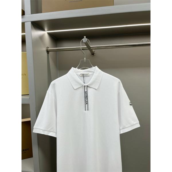 ホワイト ポロシャツ Moncler コピー 半袖 ミニロゴ 袖ワッペン 縦ロゴデザイン 清潔感 上品カジュアル モンクレール 