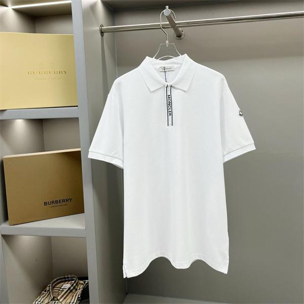 ホワイト ポロシャツ Moncler コピー 半袖 ミニロゴ 袖ワッペン 縦ロゴデザイン 清潔感 上品カジュアル モンクレール 
