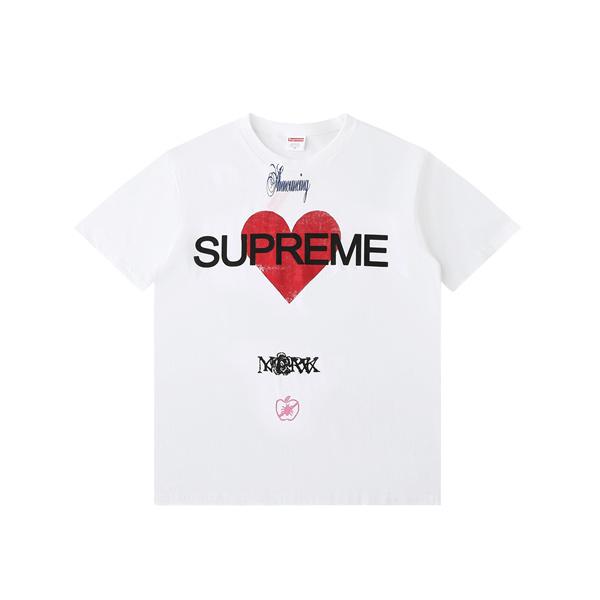 半袖Tシャツ SUPREME ブラック シュプリーム コピー ホワイト ハートロゴ プリントデザイン コラボ風 ストリート