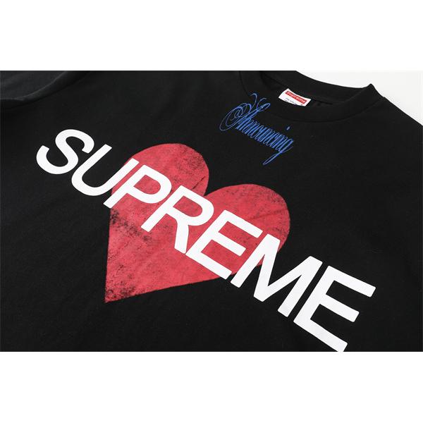 半袖Tシャツ SUPREME ブラック シュプリーム コピー ホワイト ハートロゴ プリントデザイン コラボ風 ストリート