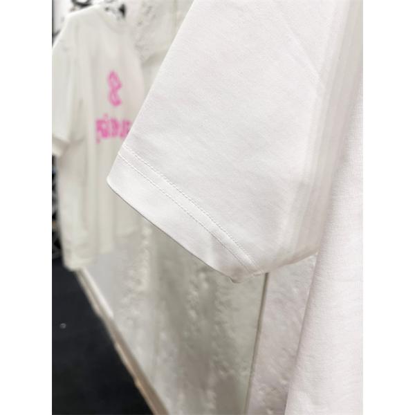白Tシャツ 半袖 バレンシアガ コピー ピンク 手描き風 Balenciaga シンプル ストリート グラフィティ風