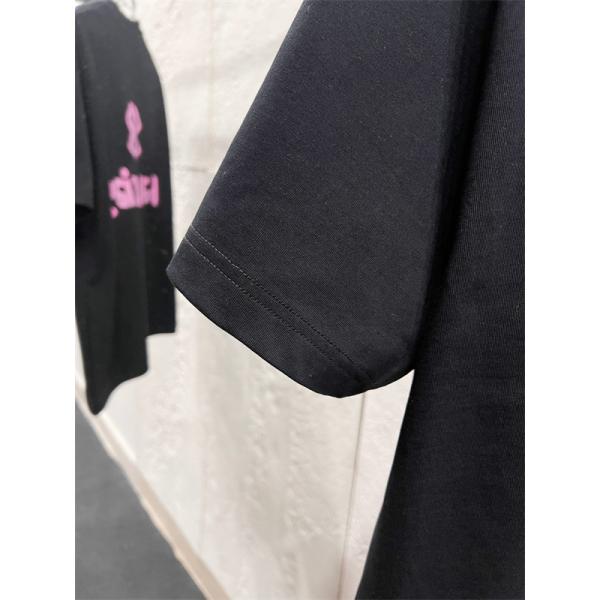 ブラック 半袖Tシャツ バレンシアガ コピー ピンク バックプリント ストリート Balenciaga 映えデザイン