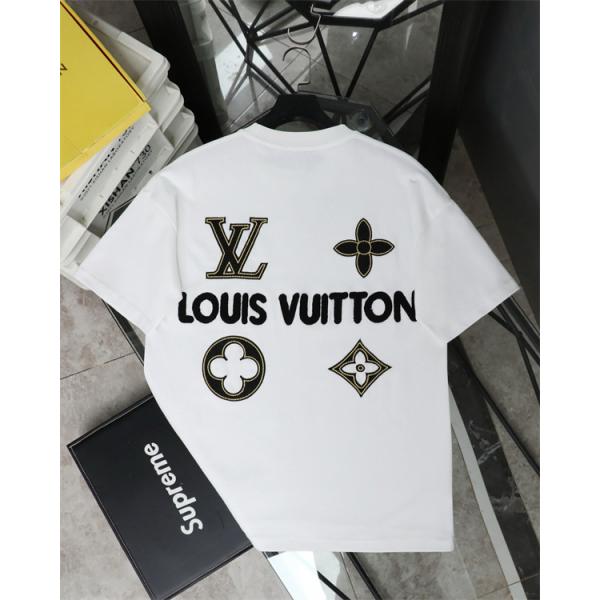 バックロゴ 半袖Tシャツ ルイヴィトン コピー ブラック オーバーサイズ LVモチーフ フラワー グラフィック Louis Vuitton