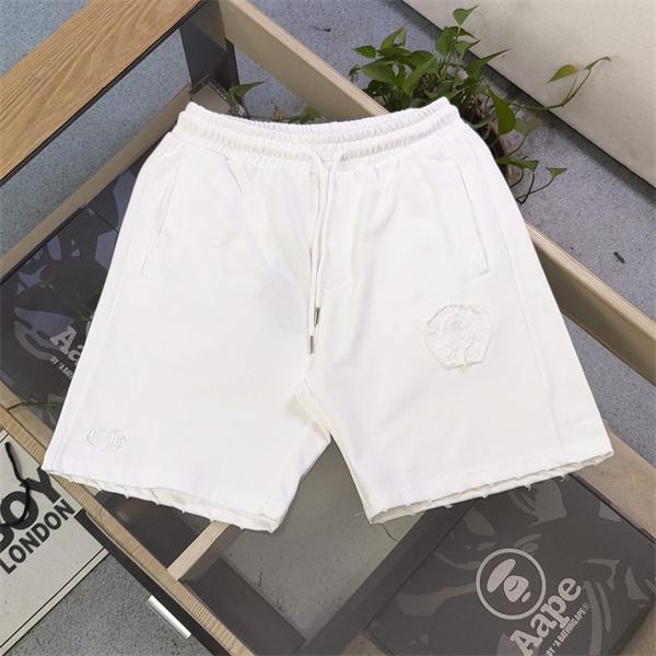 ショートパンツ クロムハーツ コピー 激安 ブラック シンプル 刺繍デザイン  CHROME HEARTS クロスパッチ レザー風 ウエストゴム 紐付き カジュアル ストリート 快適 通気性