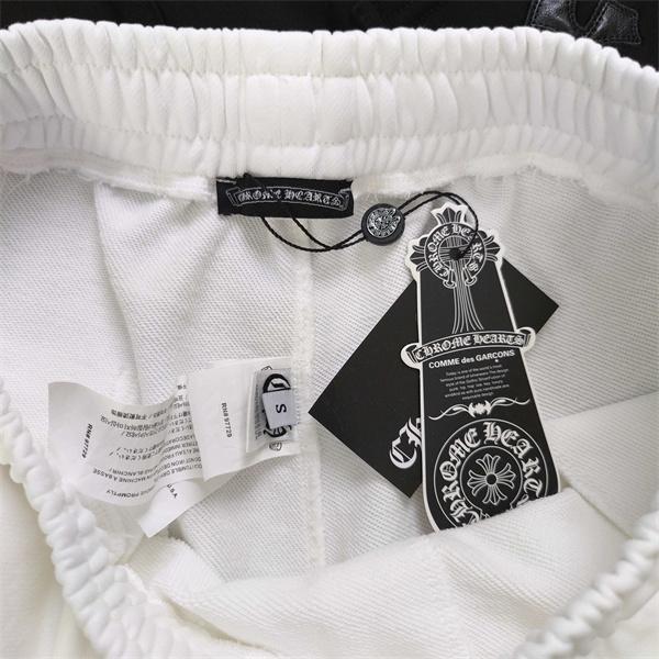 ショートパンツ クロムハーツ コピー 激安 ブラック シンプル 刺繍デザイン  CHROME HEARTS クロスパッチ レザー風 ウエストゴム 紐付き カジュアル ストリート 快適 通気性