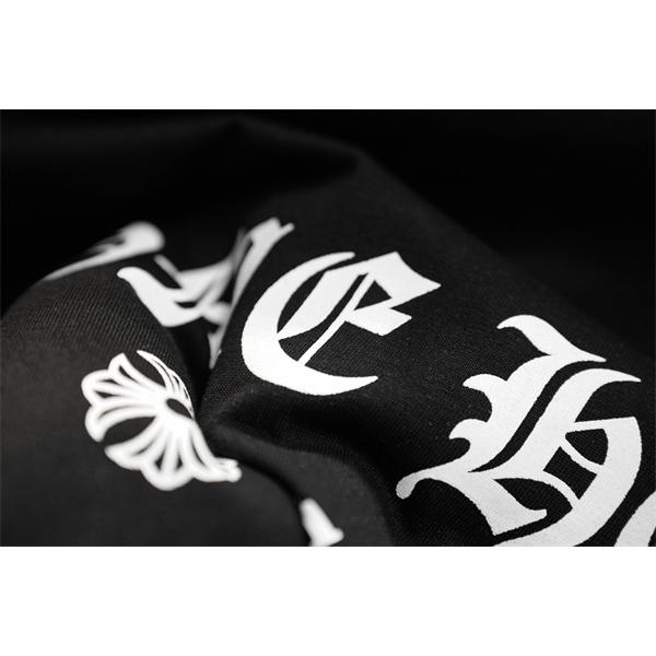  半袖Tシャツ 激安 クロムハーツ コピー ブラック ロゴプリント コットン素材 クルーネック ルーズフィット CHROME HEARTS 通気性 軽量 柔らかい ストリート 夏 