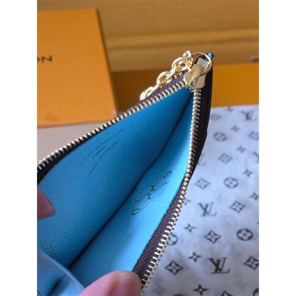 Louis Vuitton コピー ルイヴィトン M27770 カードケース モノグラム ブルー配色 チャーム付き コインケース ファスナー N級品 コンパクト財布 日本限定風