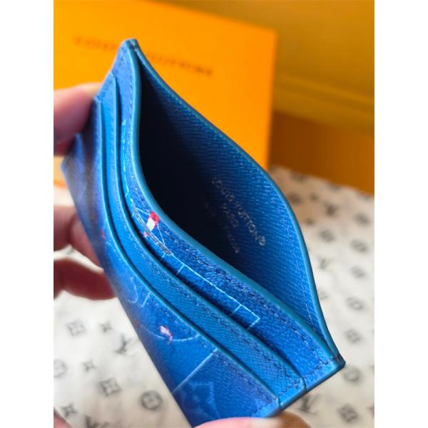 Louis Vuitton コピー ルイヴィトン M26804 カードケース ブルー モノグラム スポーツグラフィック スリムカードホルダー コンパクト財布 メンズ レディース