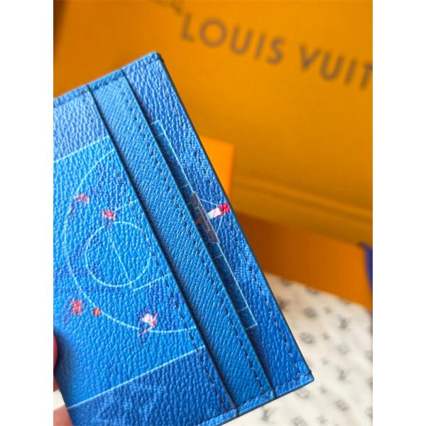 Louis Vuitton コピー ルイヴィトン M26804 カードケース ブルー モノグラム スポーツグラフィック スリムカードホルダー コンパクト財布 メンズ レディース