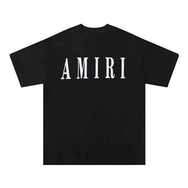 アミリ AMIRI コピー Tシャツ 半袖 メンズ バックロゴ フロントロゴ プリントT クルーネック ブラック ホワイト ストリート系