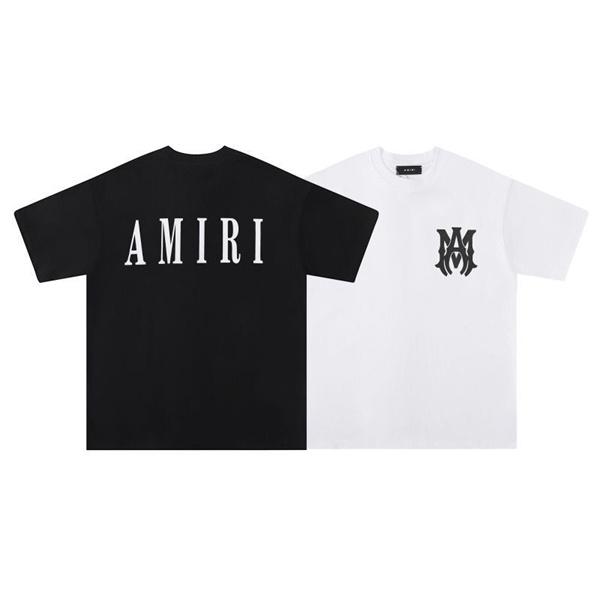 アミリ AMIRI コピー Tシャツ 半袖 メンズ バックロゴ フロントロゴ プリントT クルーネック ブラック ホワイト ストリート系