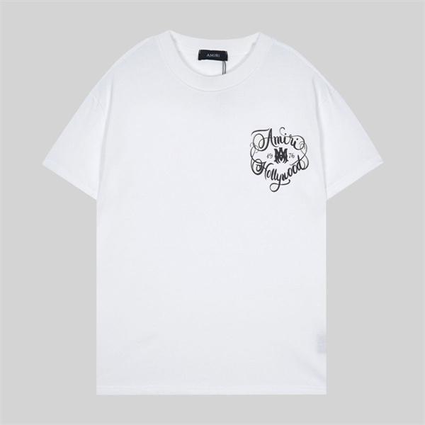 アミリ AMIRI コピー Tシャツ メンズ ワンポイントロゴ 刺繍風プリント 半袖 クルーネック ブラック ミニロゴ シンプル ストリート