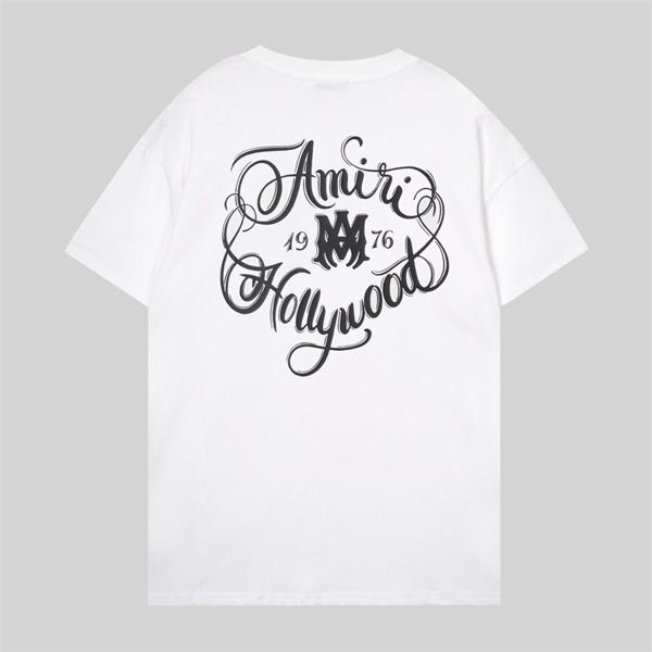 アミリ AMIRI コピー Tシャツ メンズ ワンポイントロゴ 刺繍風プリント 半袖 クルーネック ブラック ミニロゴ シンプル ストリート