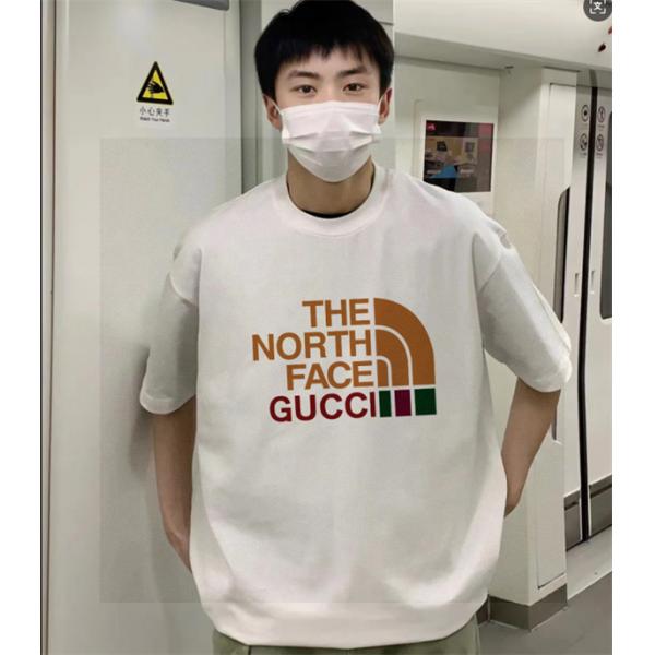 Gucci＆TNFコラボグッチtシャツコピー★2026激安ユニセックスオーバーサイズ上品オシャレコーデ