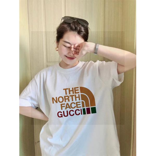 Gucci＆TNFコラボグッチtシャツコピー★2026激安ユニセックスオーバーサイズ上品オシャレコーデ