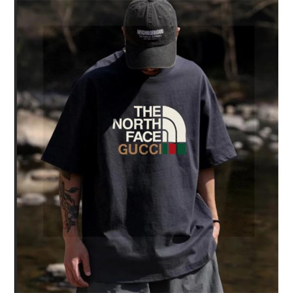 Gucci＆TNFコラボグッチtシャツコピー★2026激安ユニセックスオーバーサイズ上品オシャレコーデ
