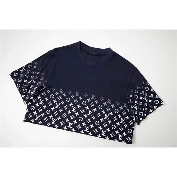 モノグラム 切替 コットン 半袖Tシャツ グラデーション風 上質素材 ルーズフィット メンズ レディース ルイヴィトン コピー Louis Vuitton