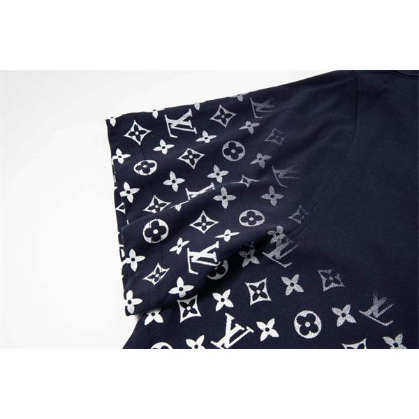 モノグラム 切替 コットン 半袖Tシャツ グラデーション風 上質素材 ルーズフィット メンズ レディース ルイヴィトン コピー Louis Vuitton