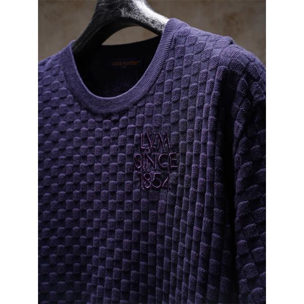  立体ジャガード テクスチャー 半袖ニットTシャツ 上質素材 厚手 高級感 ルーズフィット メンズ レディース ルイヴィトン コピー Louis Vuitton