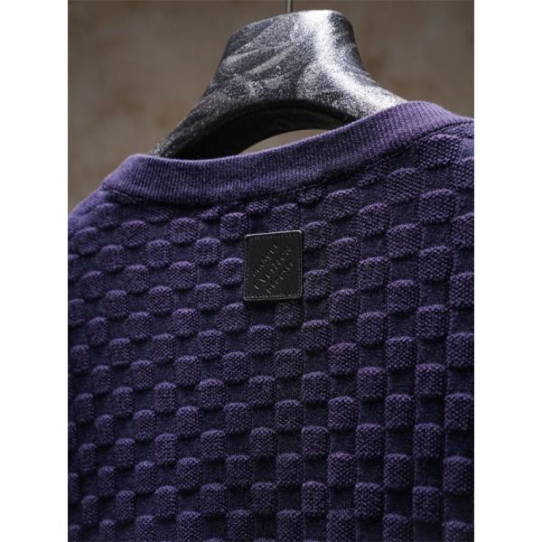  立体ジャガード テクスチャー 半袖ニットTシャツ 上質素材 厚手 高級感 ルーズフィット メンズ レディース ルイヴィトン コピー Louis Vuitton