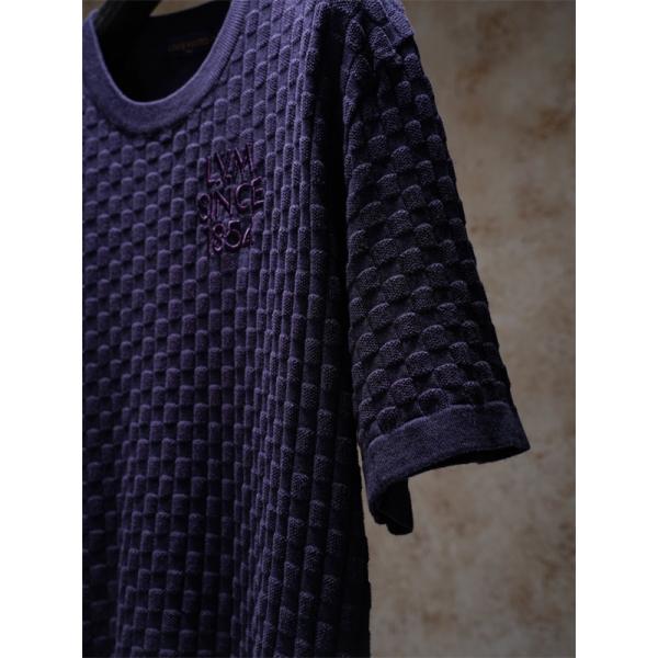  立体ジャガード テクスチャー 半袖ニットTシャツ 上質素材 厚手 高級感 ルーズフィット メンズ レディース ルイヴィトン コピー Louis Vuitton
