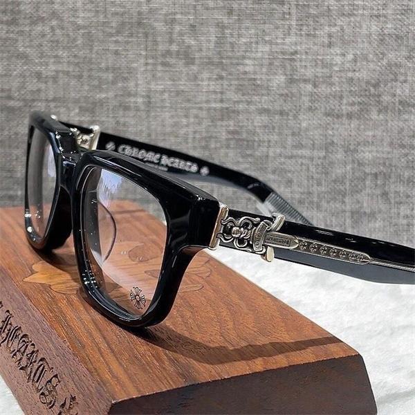 クロムハーツ Chrome Hearts Vagillionaire コピー メガネ フレーム メンズ レディース スクエア 太縁 ブラック シルバー装飾 高級アイウェア