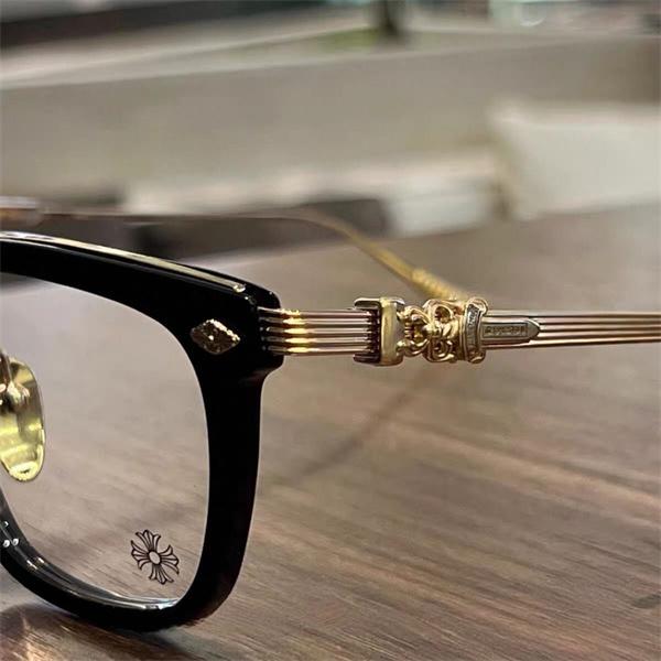 クロムハーツ Chrome Hearts OVERPOKED コピー メガネ フレーム メンズ レディース スクエア ブラック メタルテンプル シルバー装飾 高級アイウェア