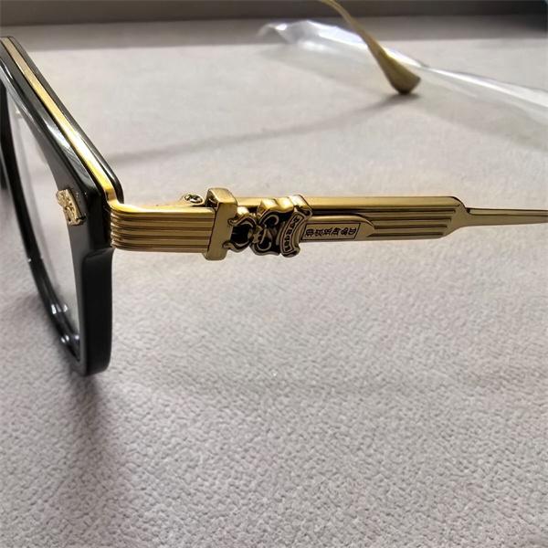 クロムハーツ Chrome Hearts OVERPOKED コピー メガネ フレーム メンズ レディース スクエア ブラック メタルテンプル シルバー装飾 高級アイウェア